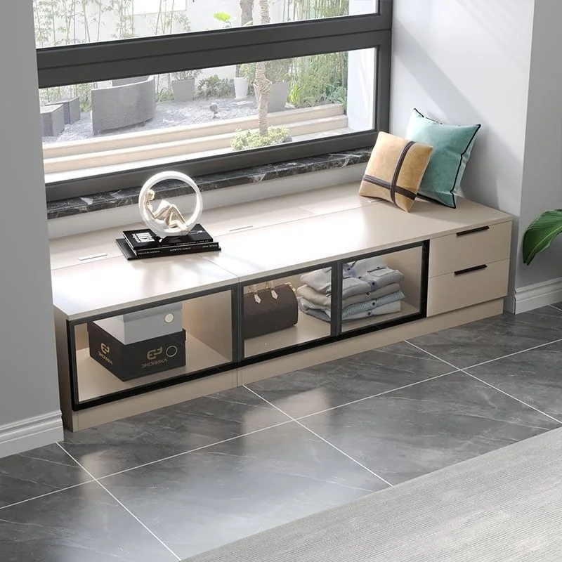 bay window cabinet storage light luxury balcony locker window side glass low cabinet sitting bedroom floor