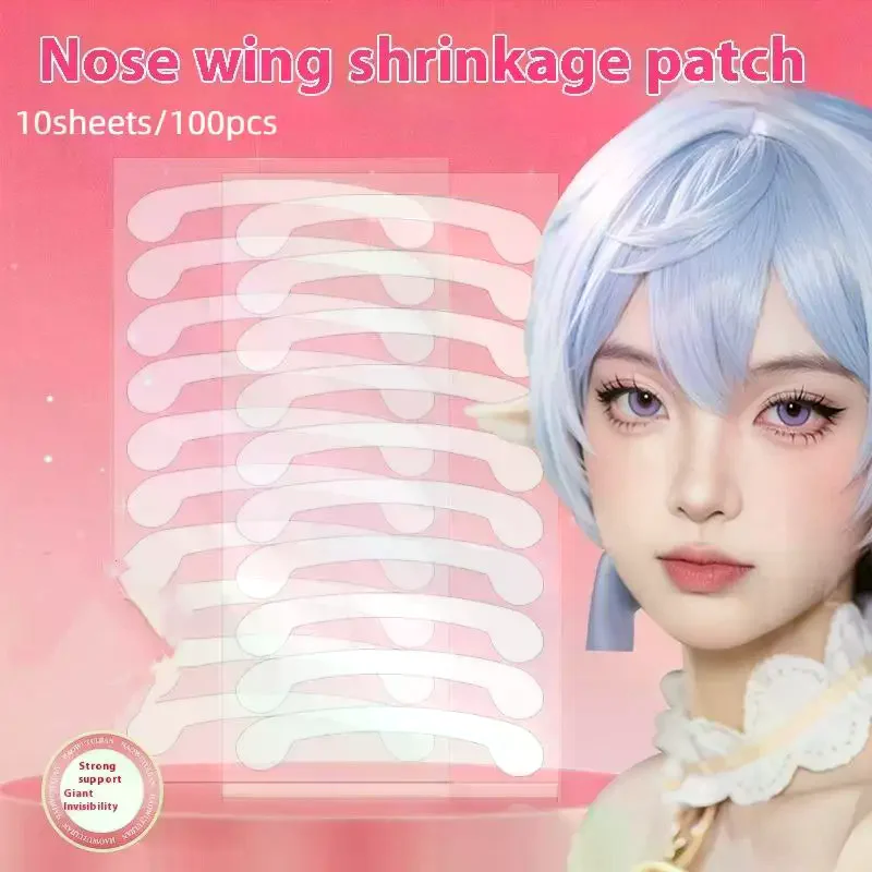 100Pcs Shrinking Nose Wing Patch Cosplay Nose Shrink Nose Stickers Invisible Slimming Thin Beauty Wings Narrow Nose Makeup Tools