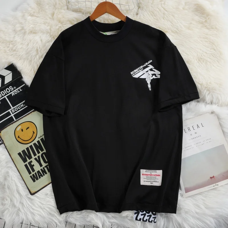 

Loose Casual American High Street Portrait Print Men's ort Sve T-irt Summer Cotton Youth Faion round Ne Tee