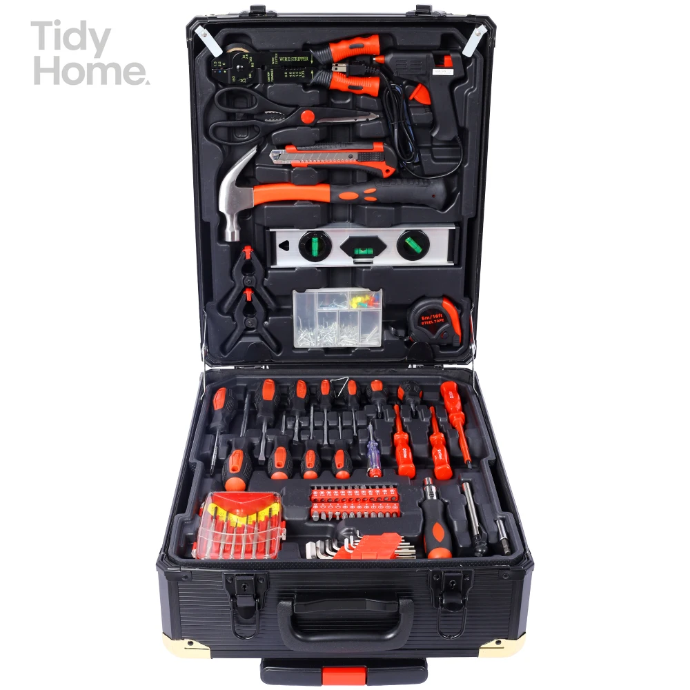 Home Repair Tool Set Kit for Men,rolling Toolbox Storage Case with 4 Drawers, General Household Tool Kit with Rolling Tool Box