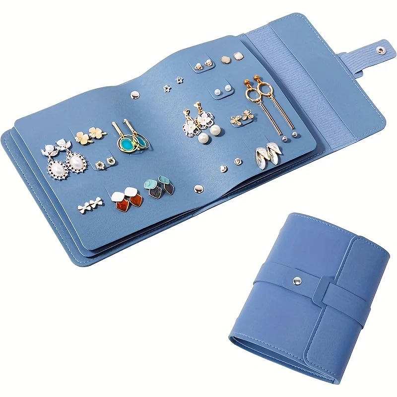 1pc Pu Leather Earrings Storage Book-Portable Travel Waterproof Jewelry Box With Safety Buckle, Suitable For Earrings, Earrings