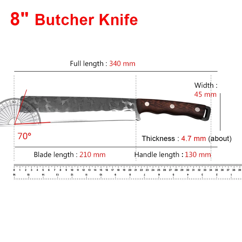 High Hardness Butcher Knife 8 inch Stainless Steel Bone Chopping Knife Thickness 4.7mm Cleaver Meat Knives Knock The Bones