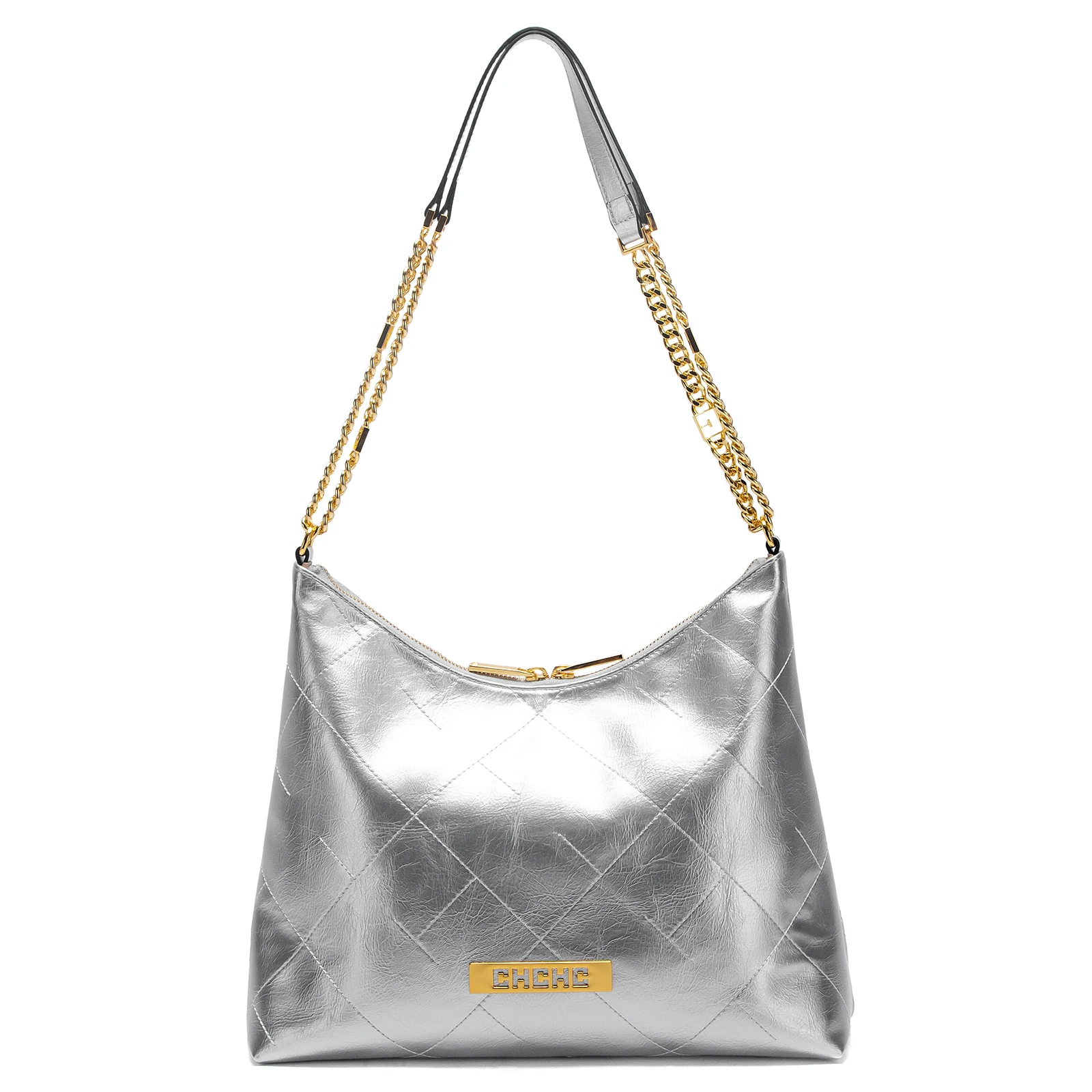 CHCH Women's Handbag New Silver Tote Bag Classic Car Seam Handheld Chain Bag image 5