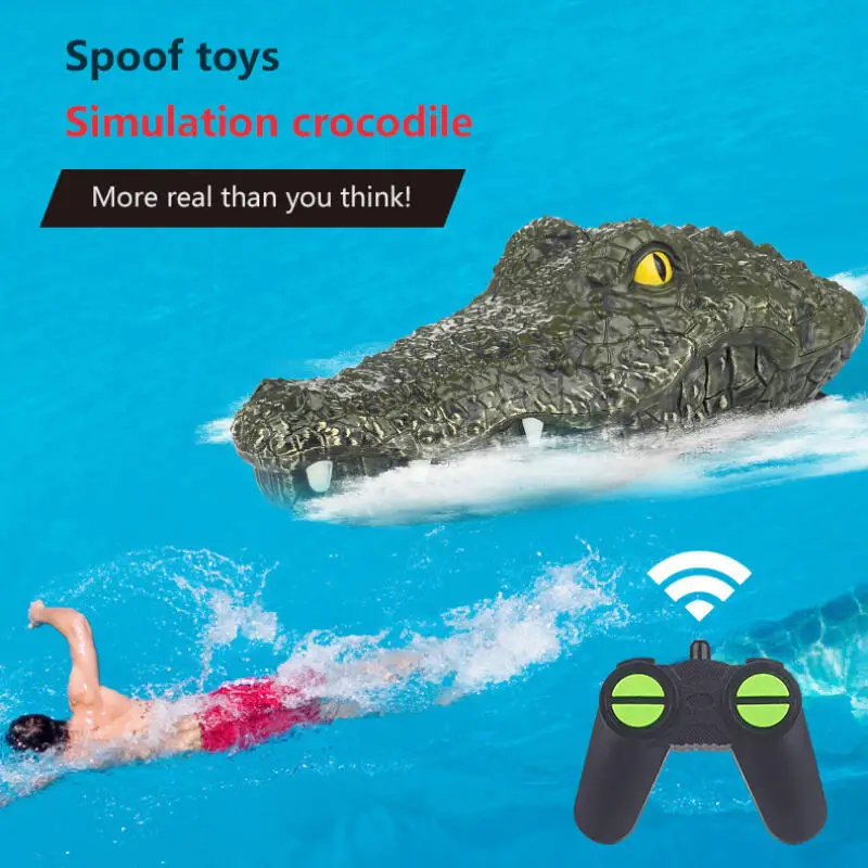 RC Speed Boat Simulation Crocodile Head 2.4G Remote Control Joke Alligator Decoy Electric Floating Summer Water Spoof Toys Gift