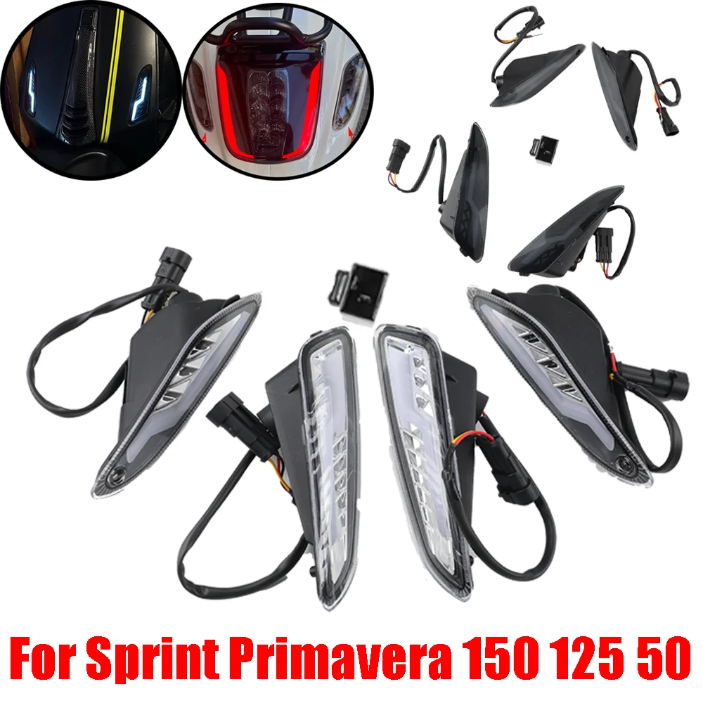 

Для Piaggio Vespa Sprint Primavera 50 125 150 аксессуары для мотоциклов светодиодный передний и задний указатель поворота комплект указателей направления