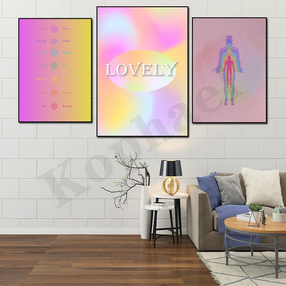 Y2K Retro Psychedelic Gradient Soft Aura Aesthetic Chakra Meditation Yoga Minimalist Home Decor Poster