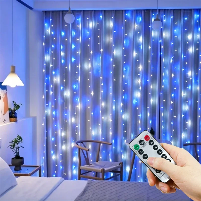 8 Modes Curtain LED Lights String USB Plug Fairy Lights Halloween Christmas Valentine's Day Party Room Garden Wedding Decoration