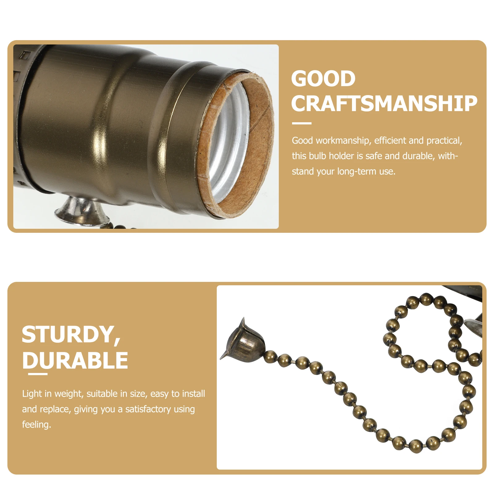 

Retro Lamp Head Base Pull Chain Copper Finish Adjustable Height Pendant Light Socket Hanging Cord Decorative Lighting