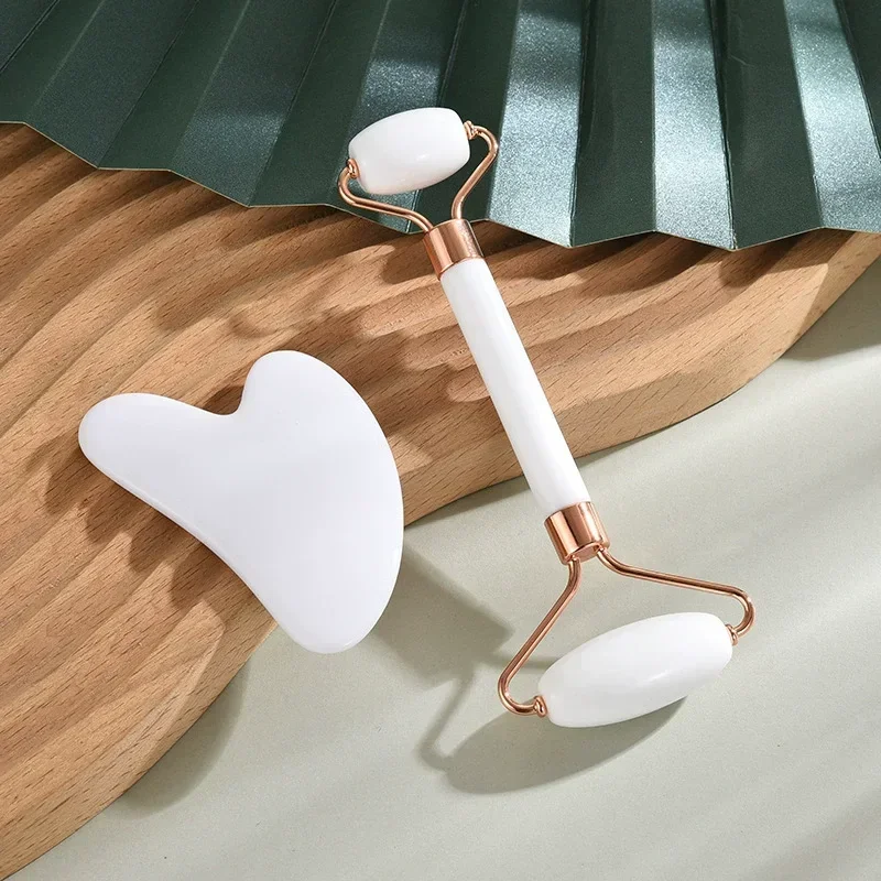 2개입 얼굴 마사지 키트 레진 페이스 롤러 괄사 보드 뷰티 스크래핑 마사지 롤러 페이스 리프팅 목 바디 스킨 케어 도구