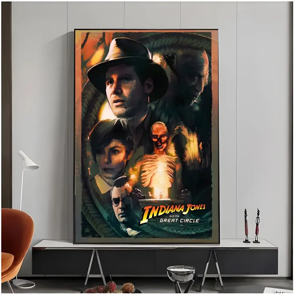 adventure game wall art I-Indiana Jones and the Great Circle Poster Living Room Bedroom Decorative Print Unframed Decor