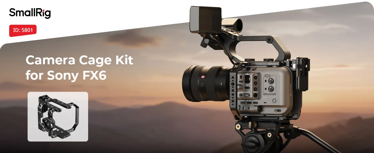 SmallRig FX6 Cage Kit für Sony FX6 für vertikale Aufnahmen mit Top-Platte, seitlichem Griffadapter, Kabelklemme, Grundplatte und V-Mount-Platte – Detail 1
