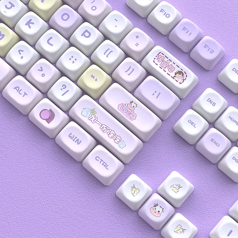 

Кейкапы Bubble Tea, профиль MOA, материал PBT, DIY, малый полный комплект, 135 кейкапов, сублимация