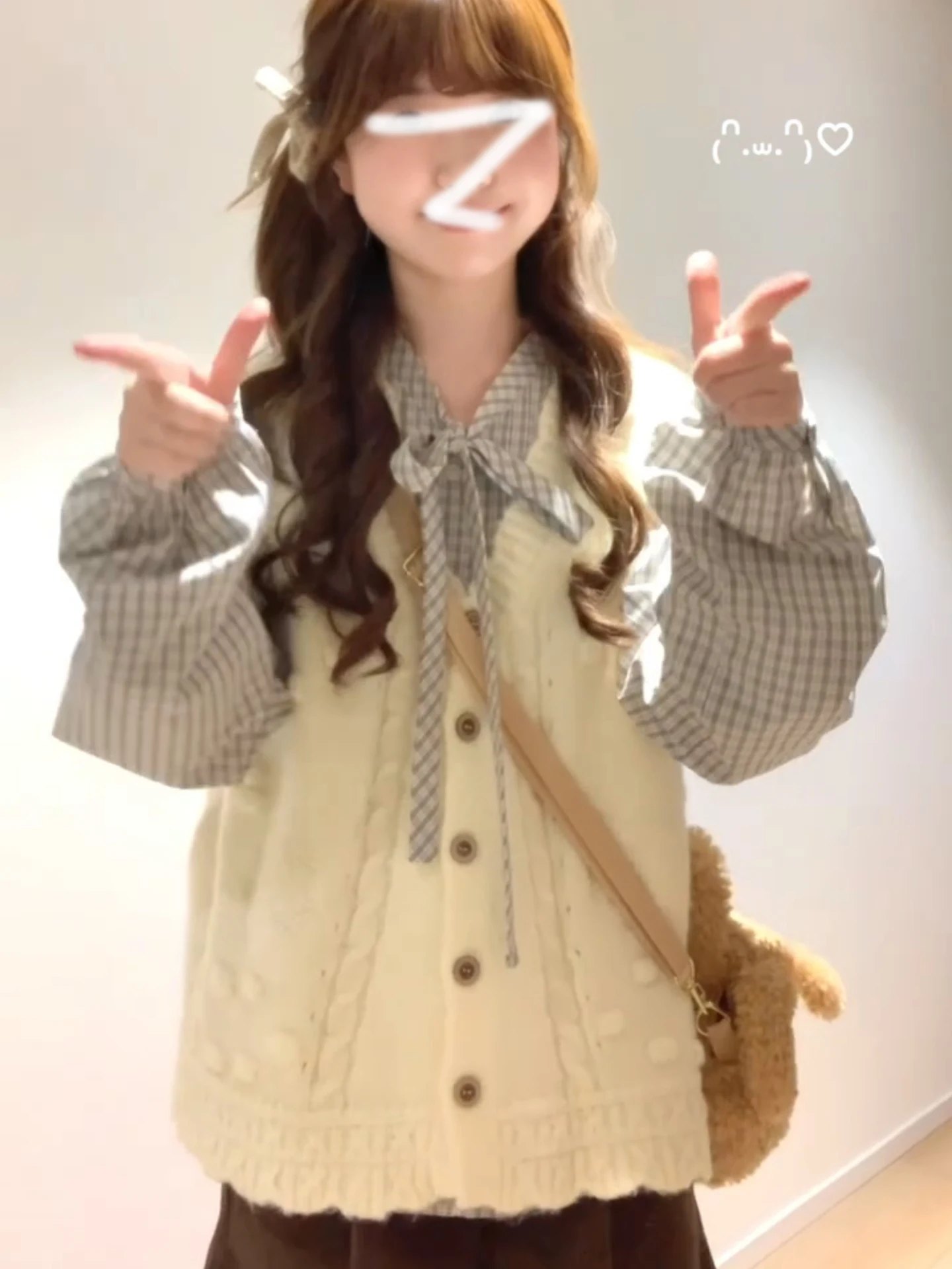 

Soft Cozy V-Ne Wave Hook Flower Knitted Loose Sweater Vest Women's Autumn Winter Faion Age-Defng Outerwear