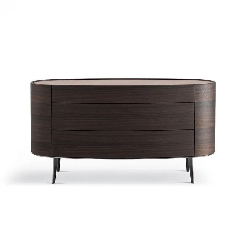 

Italian style, minimalist, solid wood, smoky color, bedroom, oval, side cabinet