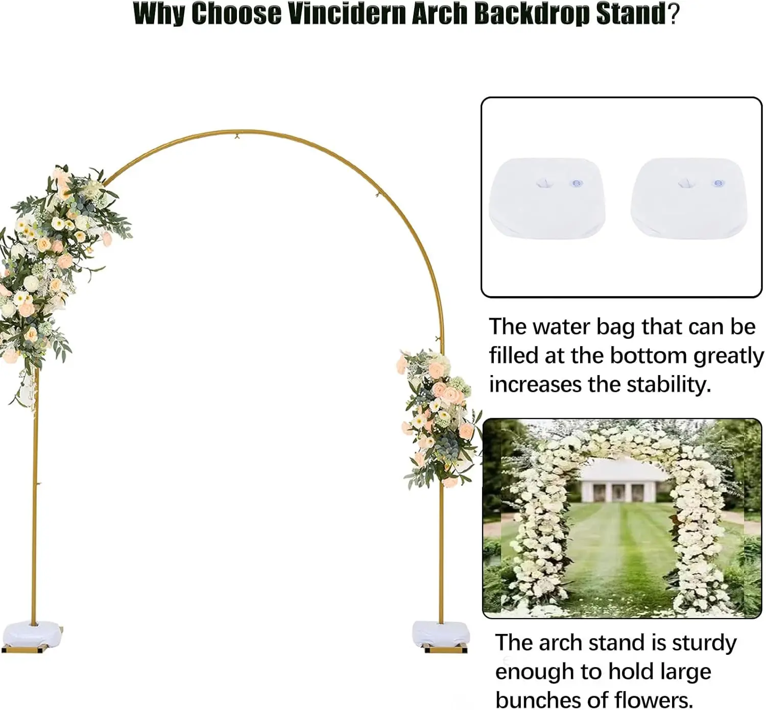 

Wedding Arch Backdrop Stand 7.8FT Party Balloon Arch Stand for Birthday Metal Wedding Arch Frame for Ceremony Decoration Arch