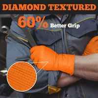 10/50PCS Heavy Duty Orange Industrial Nitrile Gloves Disposable 8mil Raised Diamond Texture Gloves Mechanic Tattoo Safety Gloves 3
