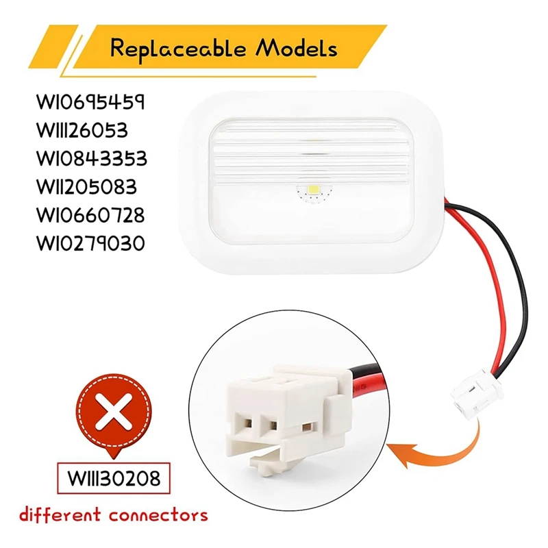 Imagem -03 - Substituição dos Componentes do Módulo de Luz Led W10695459 W10843353 W11205083 Whirlpool Kenmore Frigorífico 3pack