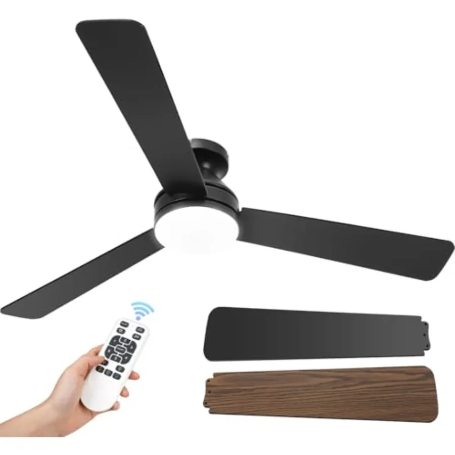 Ceiling Fans with Lights, Remote Control, 3CCT, DimmableandAdjustable Wind Speed, Timer Function, Reversible, Quiet, Energy-Sav