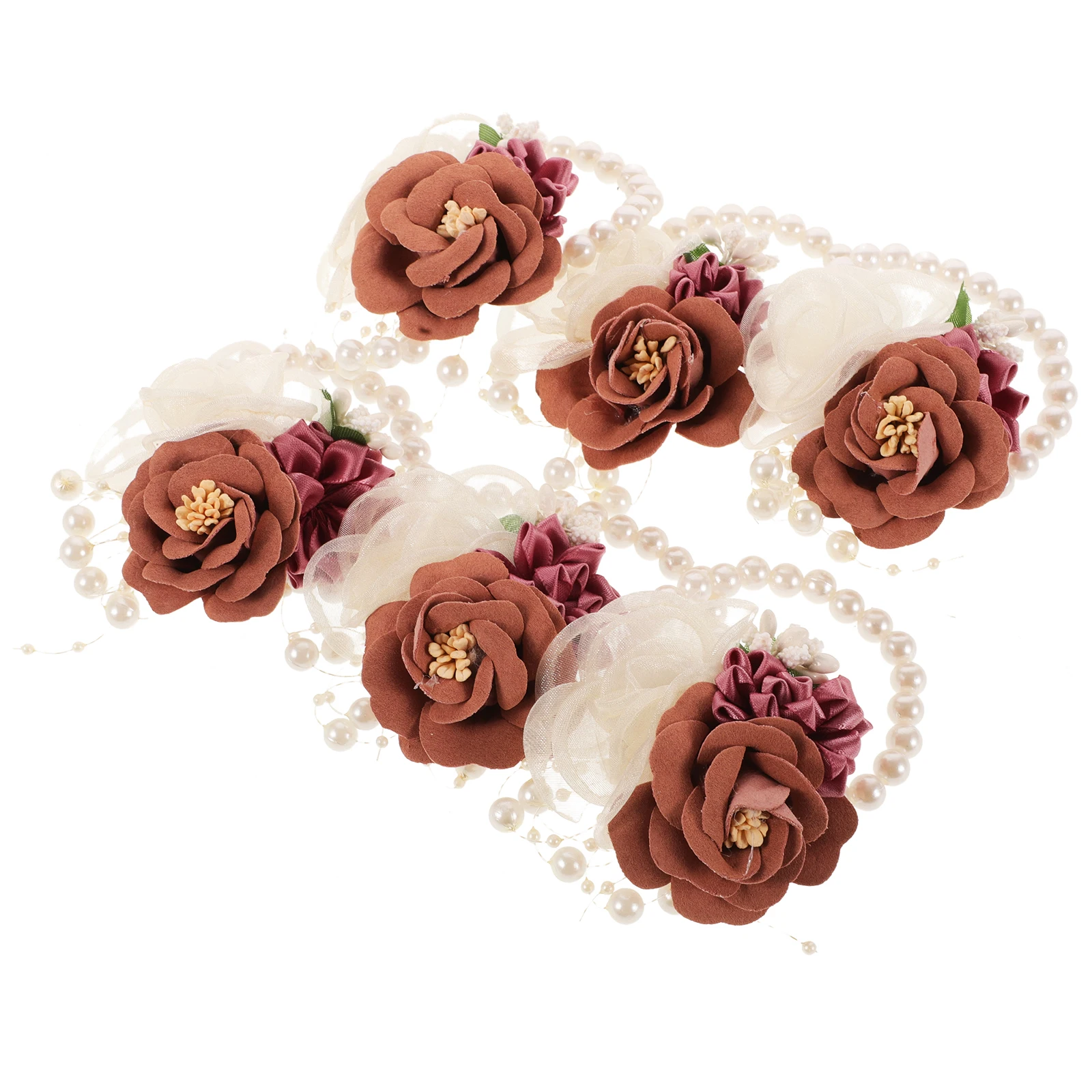 

6 Pcs Wrist Flower Hand Wedding Bridal Bracelet Corsage Wristlet Korean Bridesmaid Flowers Supplies Elegant Lifelike