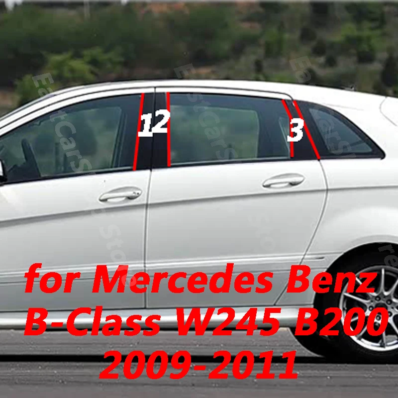 

For Mercedes Benz B-Class W245 B200 2009-2011 Car Window B C Center Pillar Sticker Black PC Decorative Central Cover