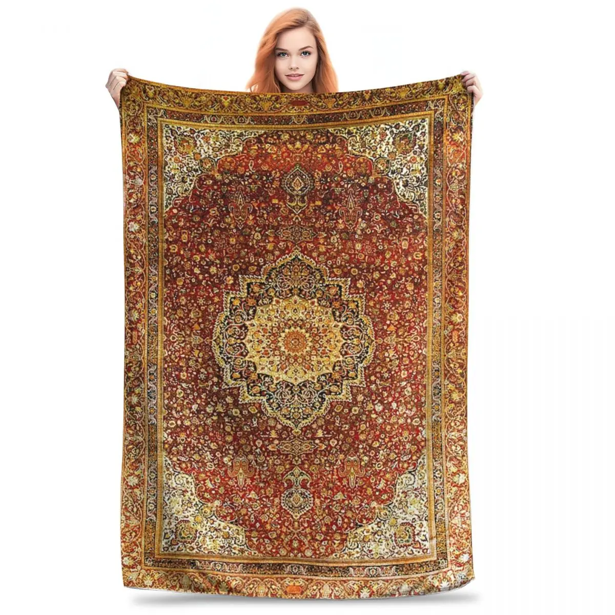 Khorasan Antique Persian Carpet Print Blankets Fleece Lightweight Sofa Throw Blankets For Couch Bedding Travel Throws Bedspread