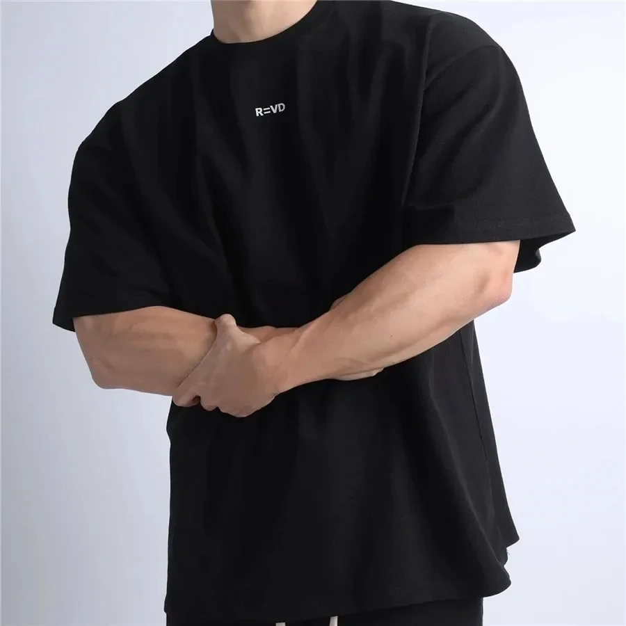 Hip Hop Oversize S-4xl Men Loose Fitness T Shirt Fashion Gym Running T-shirts Summer Gym Short Sleeve Cotton Casual Tees Tops