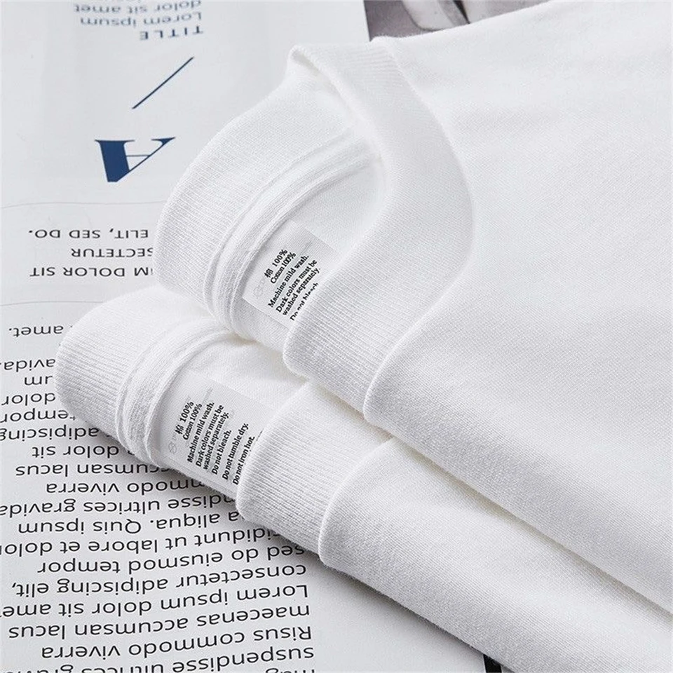 2PCS 100% Cotton Solid T Shirts Men's and Women's Short Sleeve White Tees Casual Breathable Loose Round Neck T-shirt Couple Tops, image 4