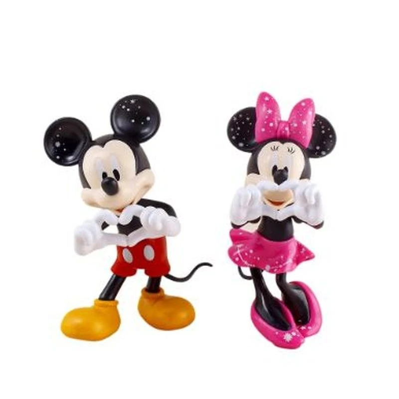 Blow Bubbles Mickey Action Figure Minnie Anime Figures Lovers Doll Home Furnishing Dress Mickey Mouse Christmas Gift Kids Toys