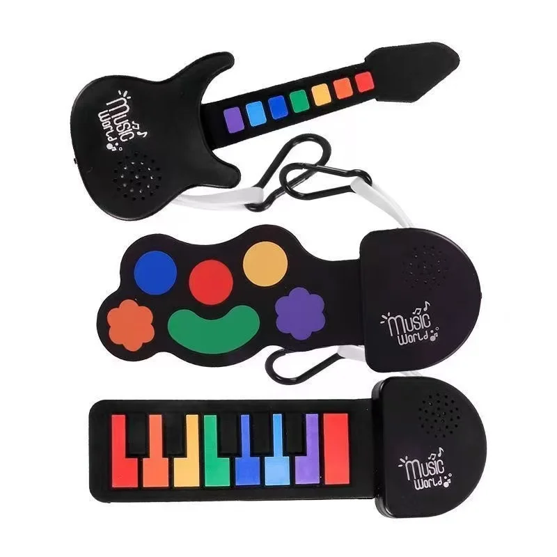 Creativity Mini Foldable Electronic Piano With Battery Rainbow Color Portable Rainbow Guitar Easy To Play Musical Instrument
