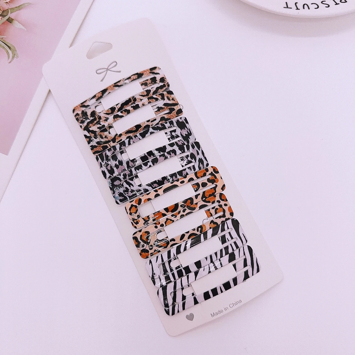 8 stücke Leoparden muster Haars pangen für Frauen Mädchen geometrische süße Stern BB Clips Pony Haarnadeln Y2k Clips Kopfschmuck Haarschmuck – Detail 11