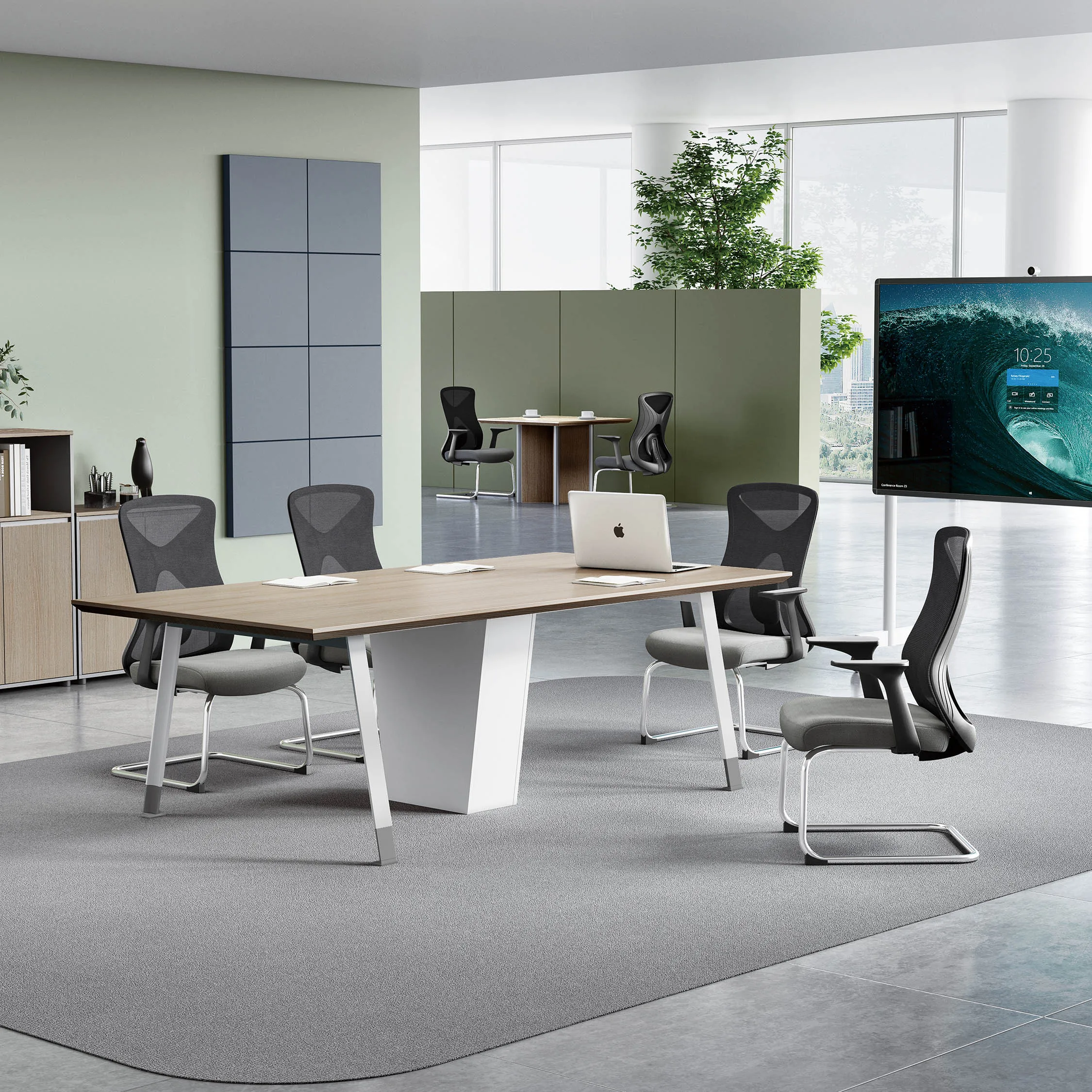 Op maat gemaakte moderne metalen rechthoekige conferentiebureaustoelenset voor hotels, ziekenhuizen, woonkamers en kleine vergaderingen