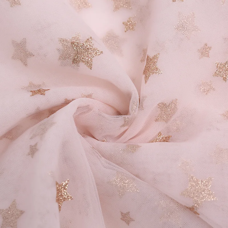 1Yard Bronzed Stars Soft Mesh Lace Fabric For Girls' Tulle Dress Wedding Christmas Sewing Decorative Glitter Mesh Fabric