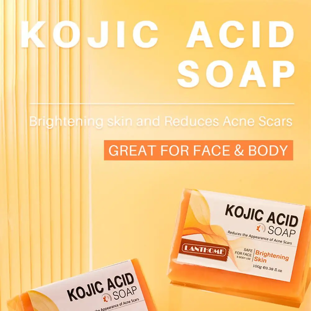 Originele Lanthome Kojic Zuur Verhelderende Zeep Huid 100G Voor Donkere Vlek Acne Bleken Voor Gezicht Diepe Reiniging Lichaam W6e7