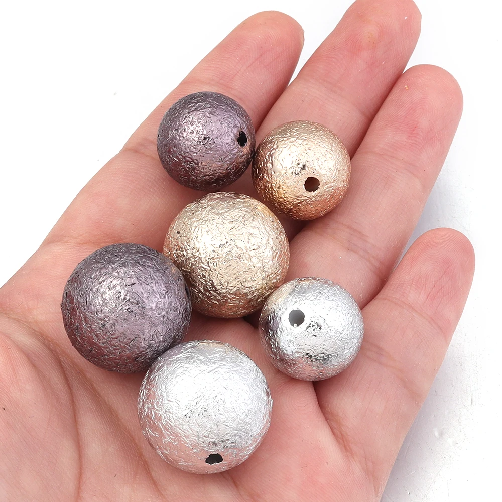 

500g Electroplated Metallic Color ABS Beads Mix Colors Round Wrinkled Beads Loose Beads For DIY Jewelry Making Accessories