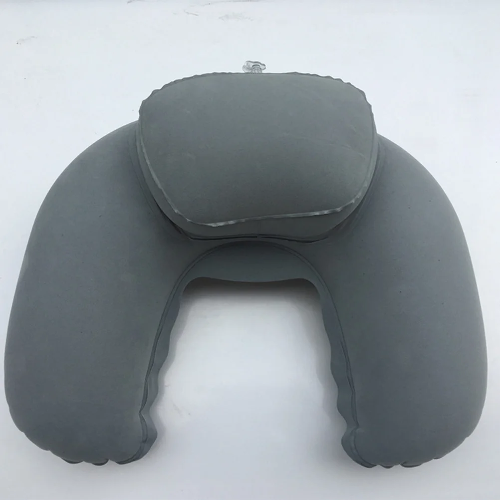 يتدفقون نفخ U شكل وسادة السفر الهوائية رمادي الرقبة رئيس وسادة التخييم في الهواء الطلق سدادة الأذن وشملت الرقبة المحمولة #6