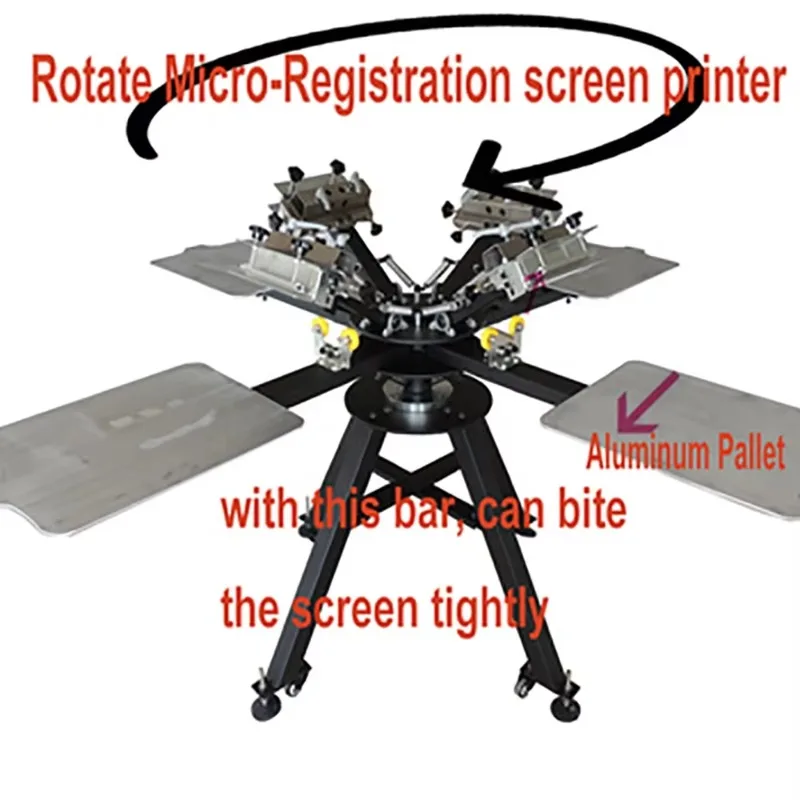 Fotografia 4: Máquina de Impressão Têxtil Rotativa 4 Cores 4 Mesas para Serigrafia e Prensagem de Roupas