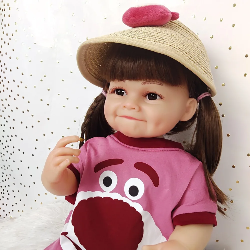 55 ซม.ซิลิโคนอ่อนนุ่ม Reborn ตุ๊กตาเด็กวัยหัดเดิน 22 นิ้ว Raya เหมือนจริงตุ๊กตาจําลองสาวของขวัญคริสต์มาสสําหรับเด็ก