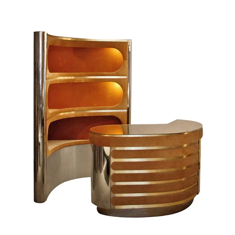 Living room triangle against the wall, designer home, velvet retro high-end, bar cabinet