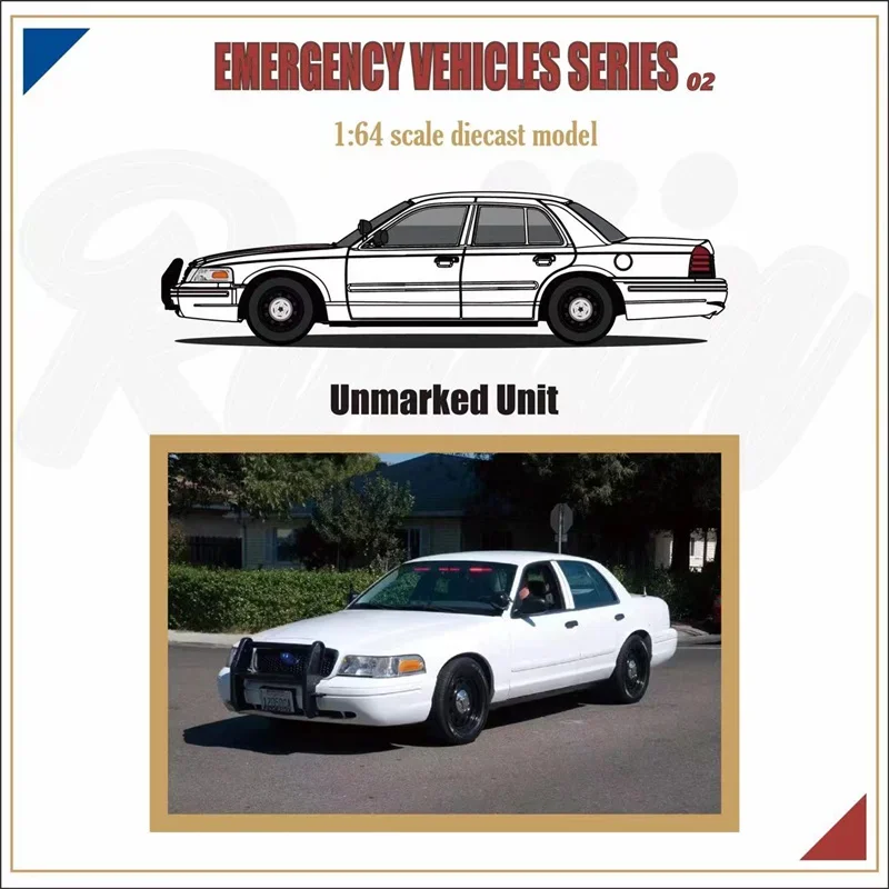 (Pre-order) Rollin 1:64 CV blocker Crown Victoria emergency vehicle police car Diecast Model Car