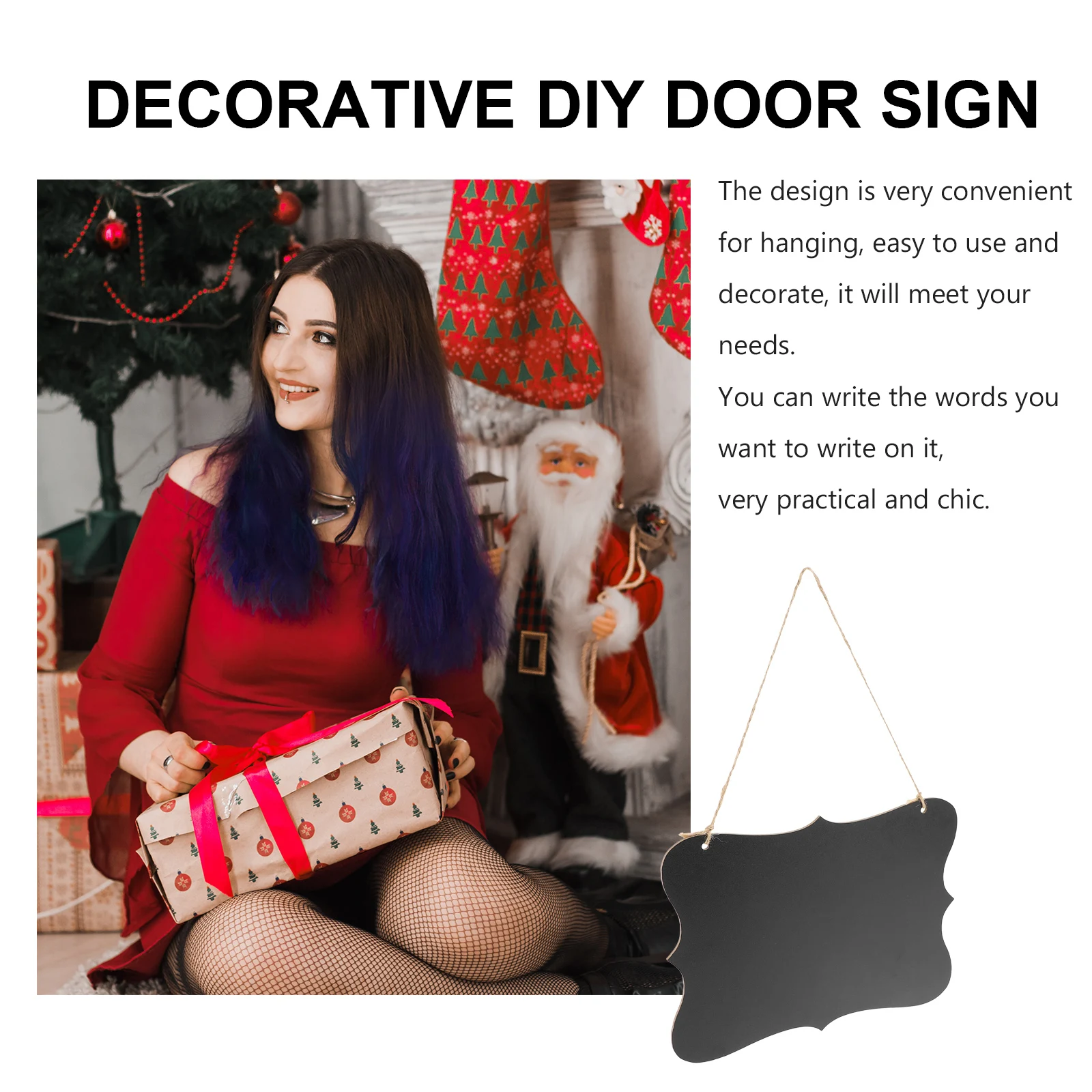 

2 Pcs Wooden Blackboard Pendant Chalkboard Signs Hanging Door Mini Message Pendants