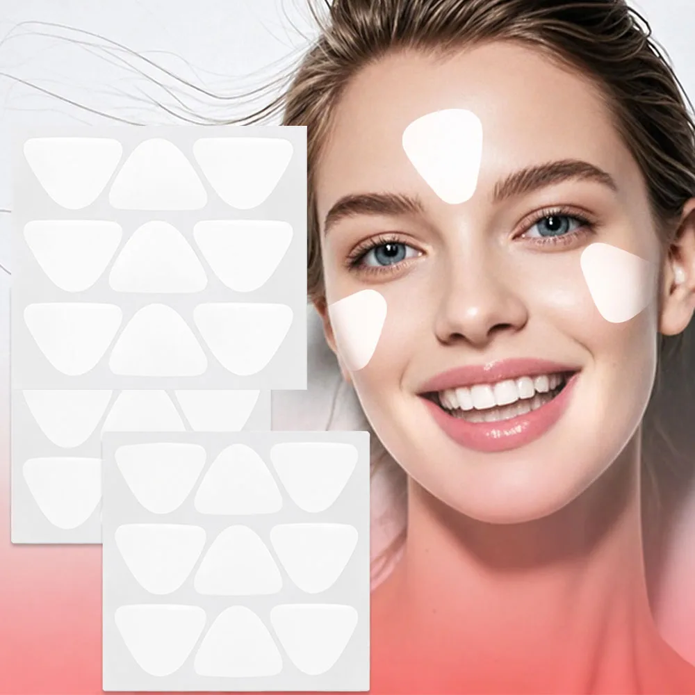 10 Sheets Forehead Wrinkle Patches Anti-Wrinkle Facial Patches For Eyes Mouth Forehead Triangle Invisible PE Material Stickers