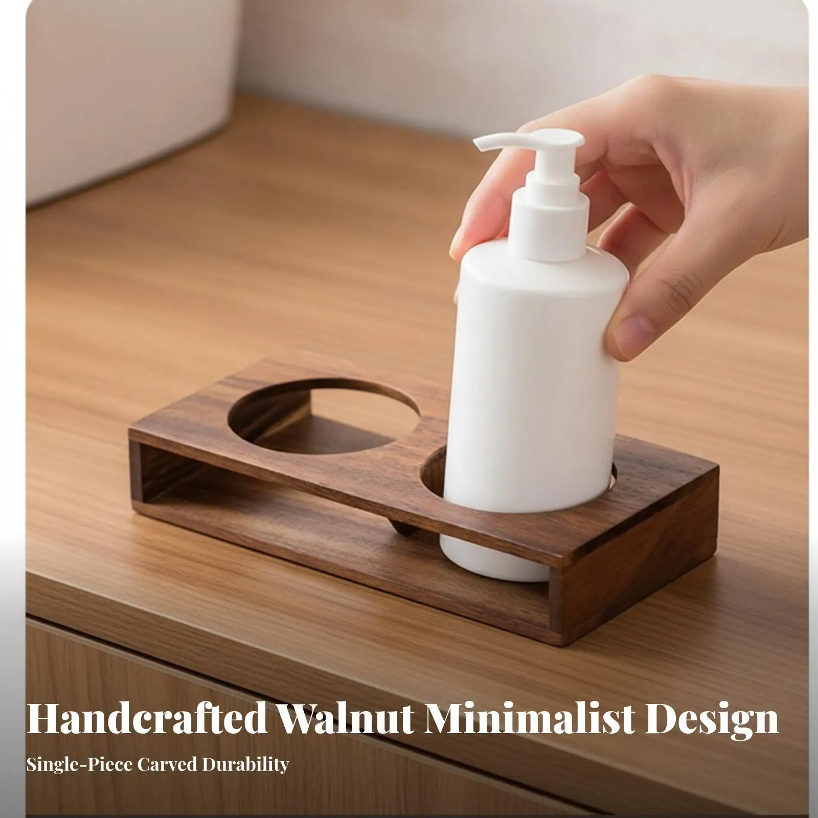 Sturdy Wood Lotion Pump Bottle Stand for Vanity Desk Counter Organizer with Open Sided Design