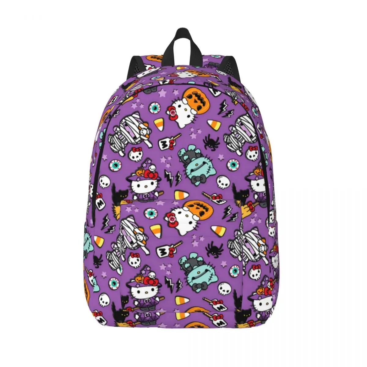 Hello Kitty Halloween Ghost Zaino Uomo Donna Casual High School Zaino da lavoro Spooky Trick Borse di tela per computer portatile Sport