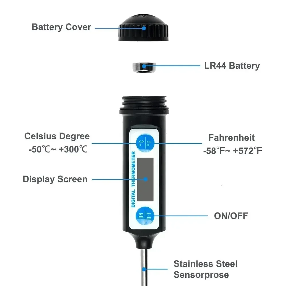 Real-time Reading Meat Digital Thermometer Tester with Probe Kitchen Oil Needle Food Meat Milk, Kitchen Accessories