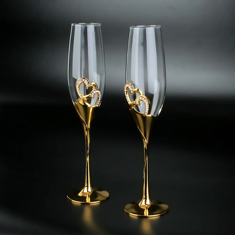 

Crystal champagne glasses, wedding goblets, red wine glasses, European household sparkling sweet wine glasses, golden glasses