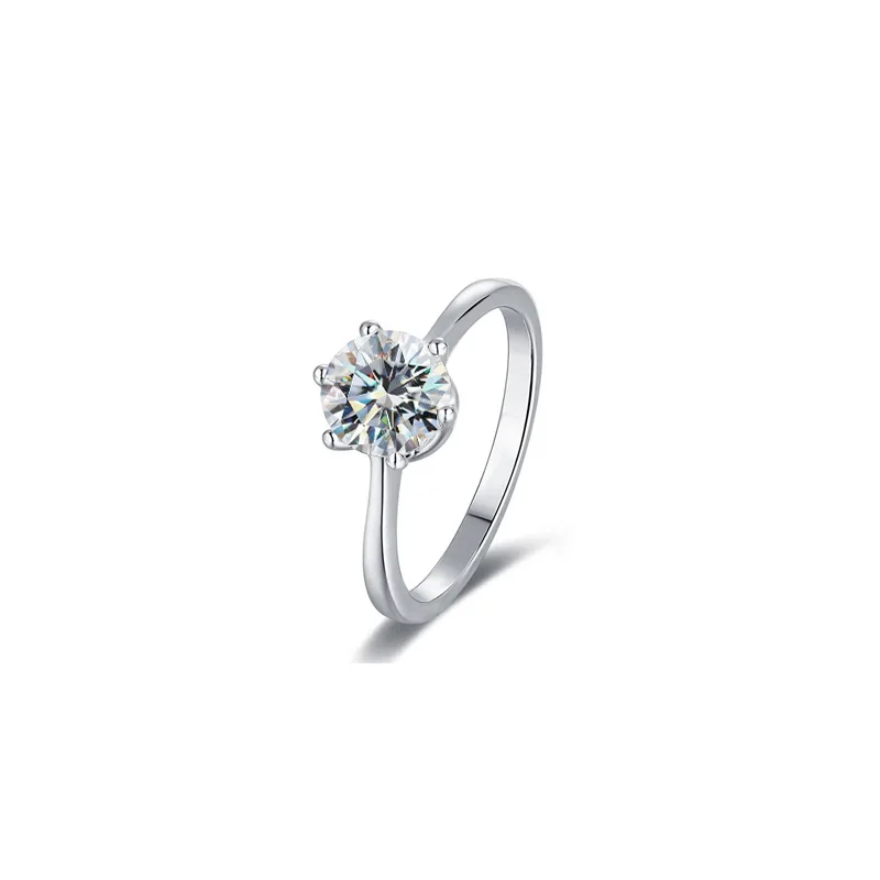 Classic six claw moissanite ring, one carat women's ring, minimalist 100% s925 pure silver ring, wedding jewelry