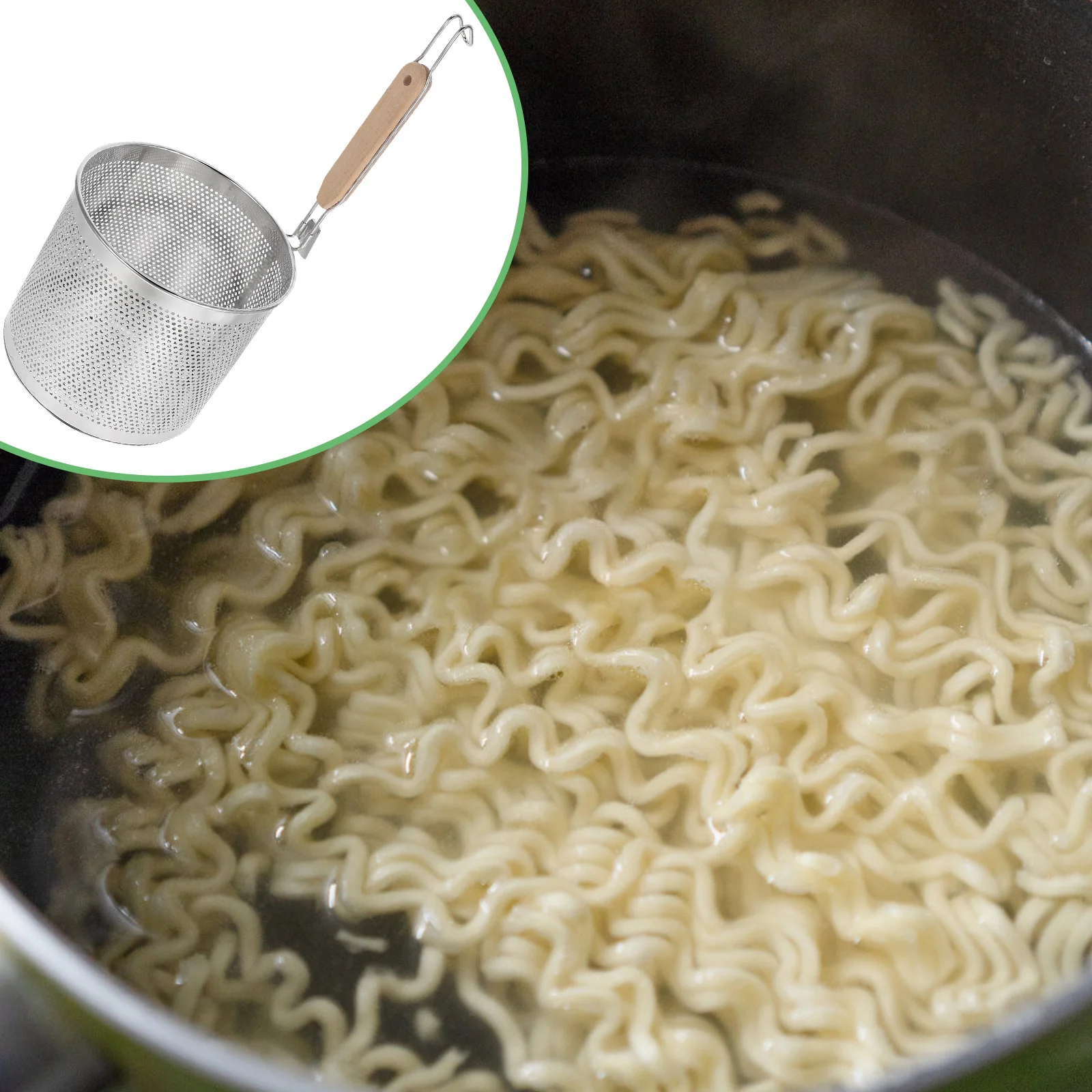 

Stainless Steel Fine Mesh Kitchen Strainer Noodle Pasta Basket Long Handle Multi-Functional Food Sieve Tool Sieve Strainer