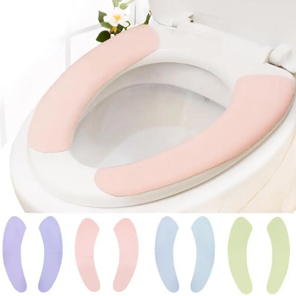 Soft Toilet Seat Cover Waterproof Warm Toilet Cushion for Bathroom 2Pcs Closestool Cushion Universal washable toilet sticker