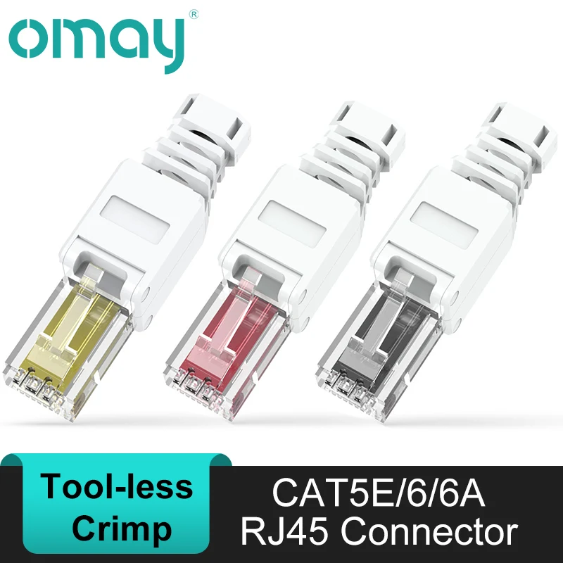 CAT6 CAT5E Tool free RJ45 connector, No crimp tool less UTP 1000Mbps Modular PLug for Stranded Solid Lan Ethernet cable