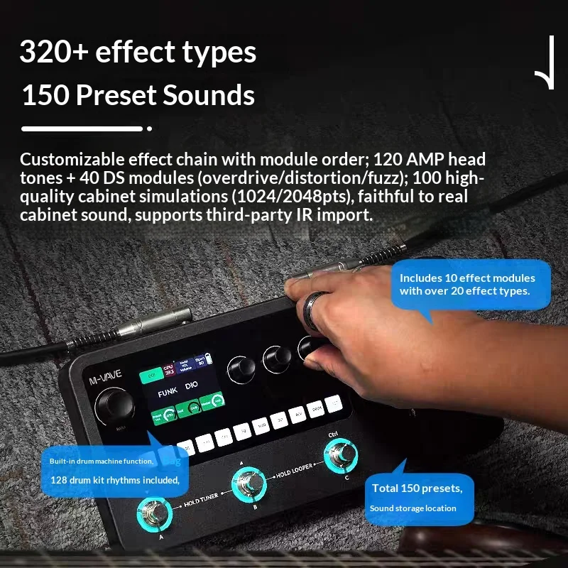 In Stock M-Vave Mk 20 Guitar Multi Effects Processor Bass Looper Drum Machine Audio Interface For Music Performance